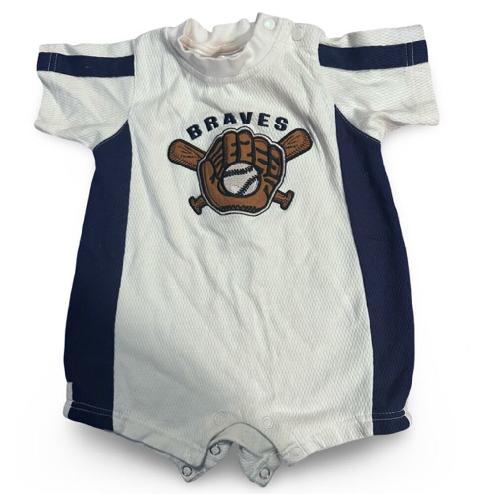Atlanta Braves Baby One Piece 12 Months MLB Baseball Romper Blue White